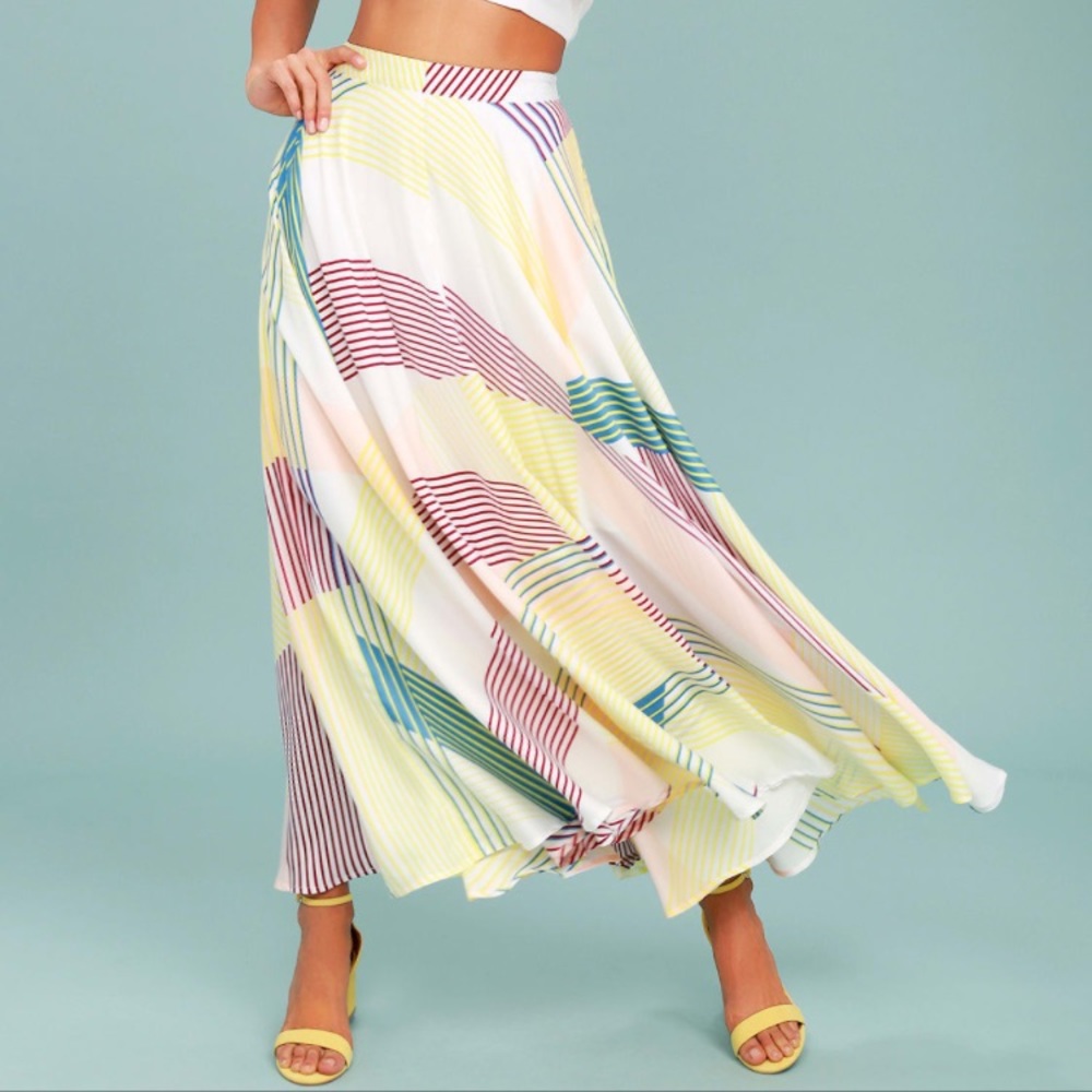 Lulu's Striped Maxi Skirt