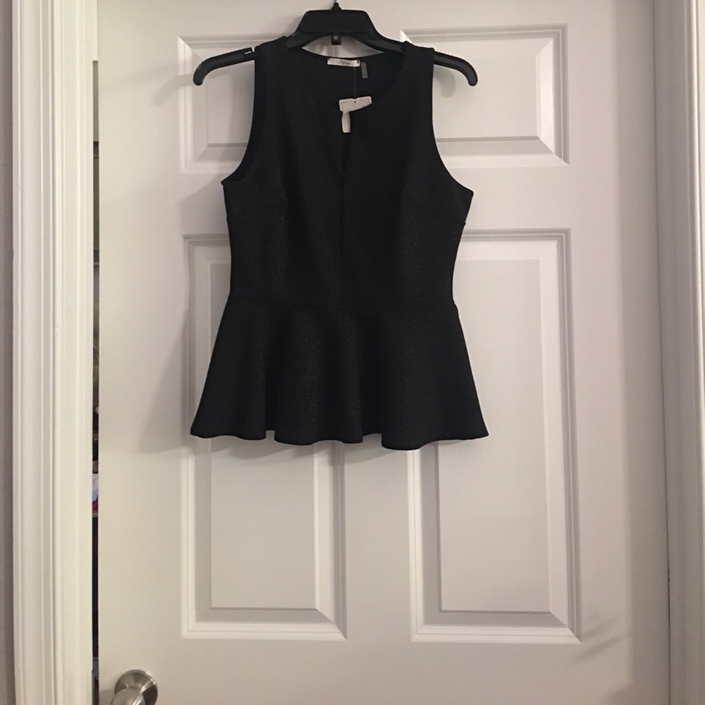 Black with Gold Shimmer Peplum Shirt