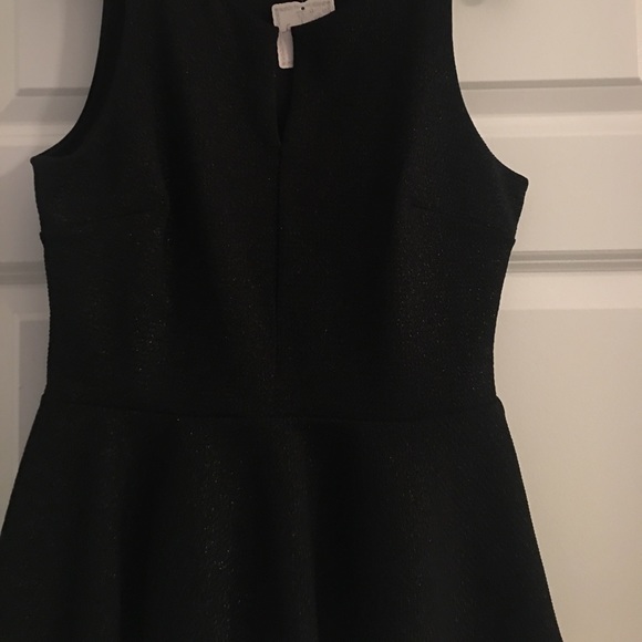 Black with Gold Shimmer Peplum Shirt - Picture 2 of 4
