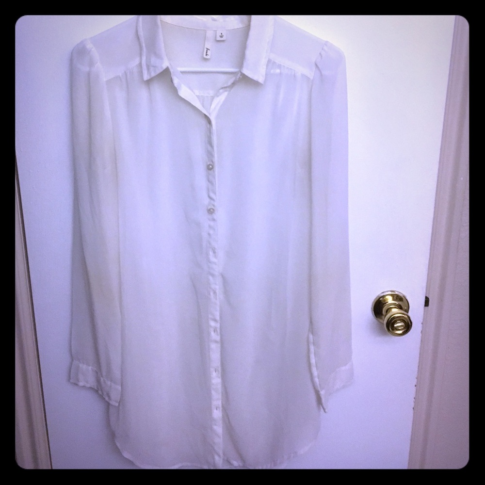 Sheer white button up shirt