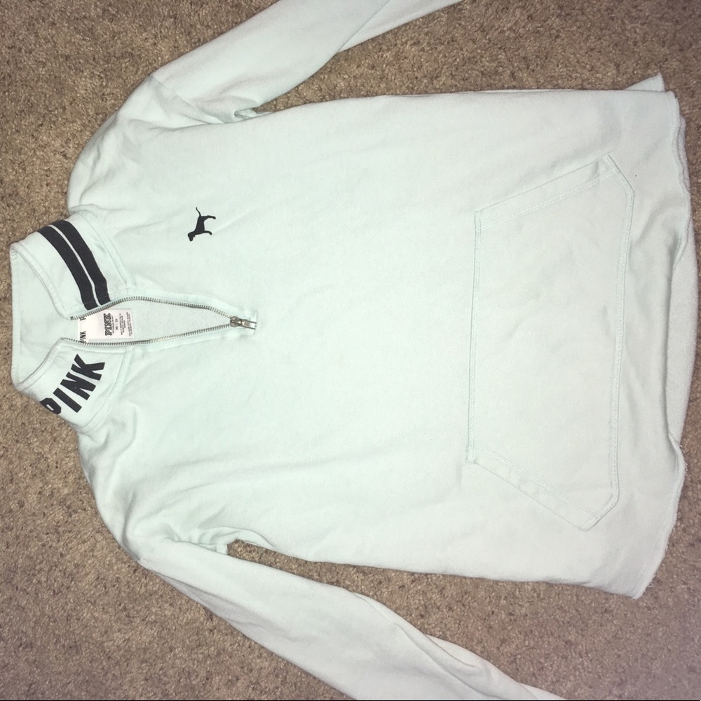 Victoria's Secret pink mint green sweatshirt.