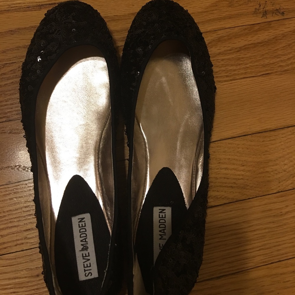 Steve Madden Sequin Ballet Shoes Size 10 Black