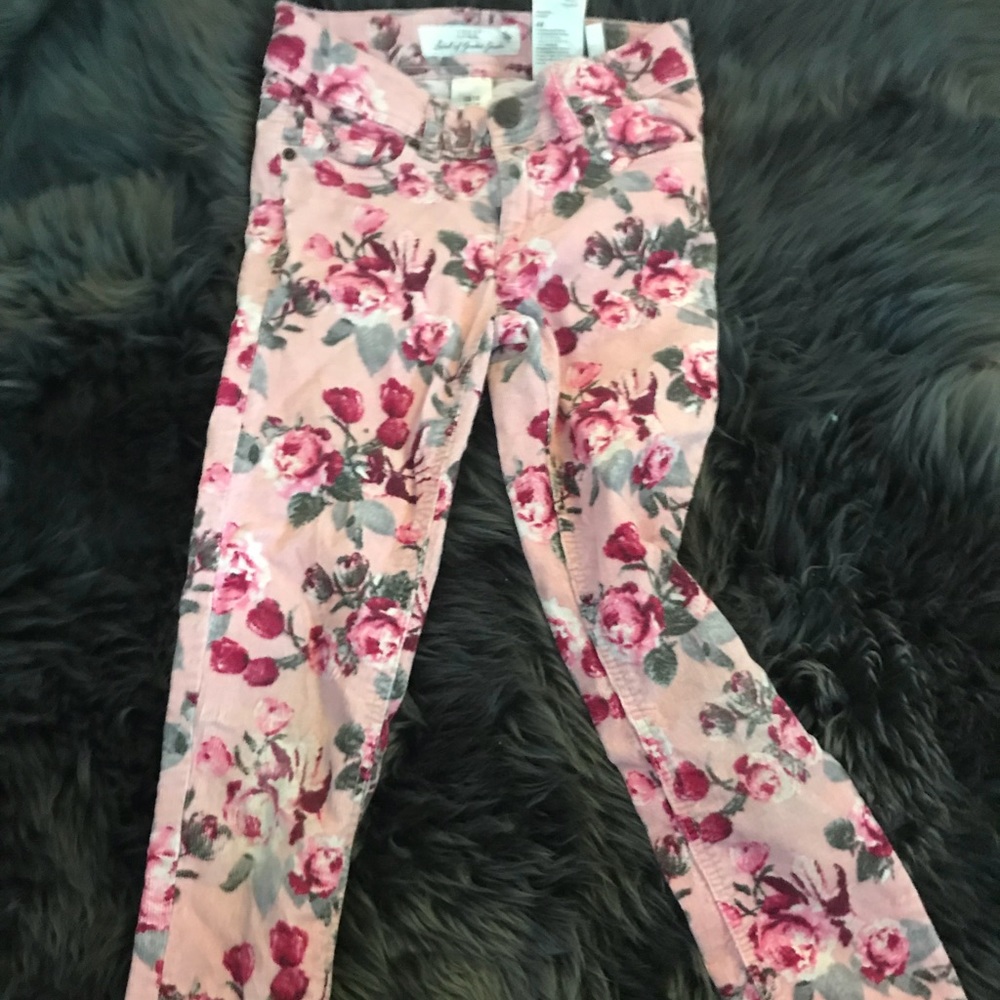 Corduroy floral skinny jeans