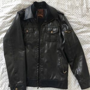 Men's Vegan leather jacket, motor jacket size S