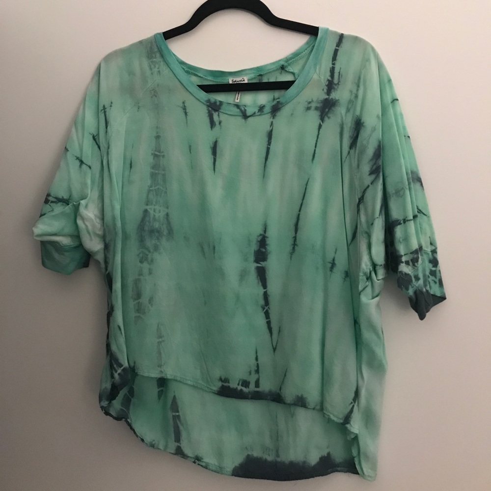 Splendid tie dye crop silk top