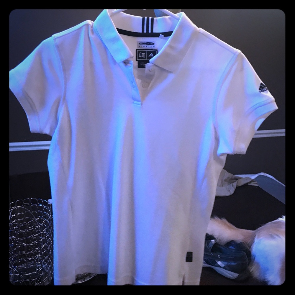 Adidas white golf shirt