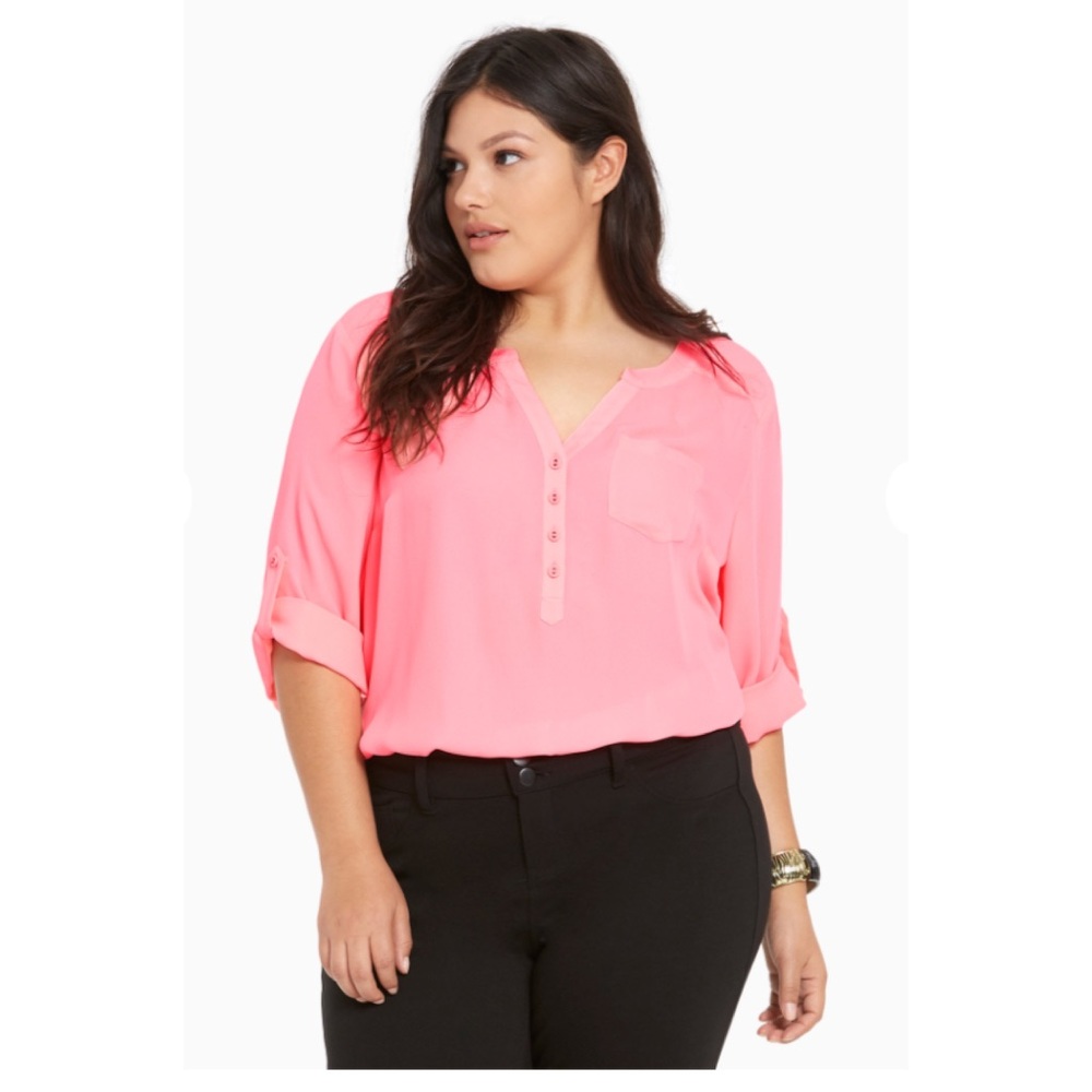 Neon Pink Torrid Pullover Blouse