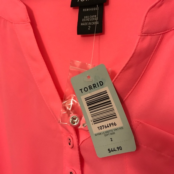 Neon Pink Torrid Pullover Blouse - Picture 5 of 6