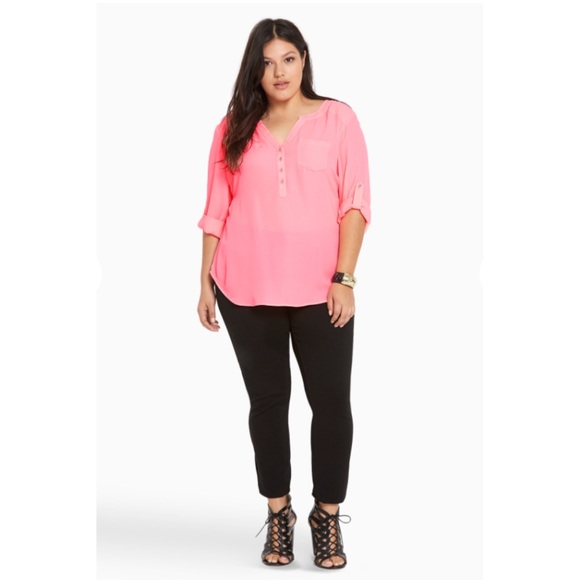 Neon Pink Torrid Pullover Blouse - Picture 2 of 6