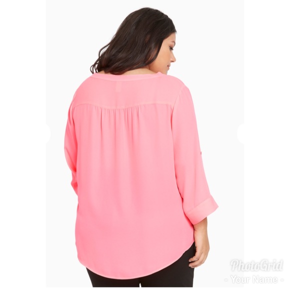 Neon Pink Torrid Pullover Blouse - Picture 3 of 6