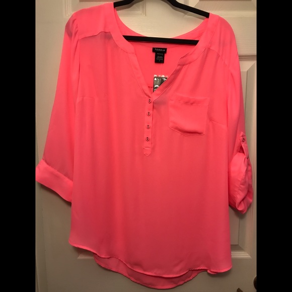 Neon Pink Torrid Pullover Blouse - Picture 4 of 6