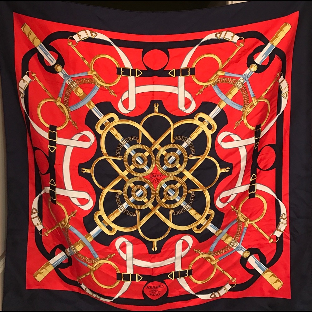 SOLD Vintage Hermès Eperon d'Or Silk Scarf
