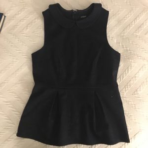 J. Crew navy  peplum top with Peter Pan collar