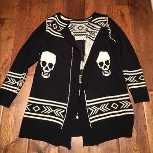 Aqua Skull Cardigan Sweater