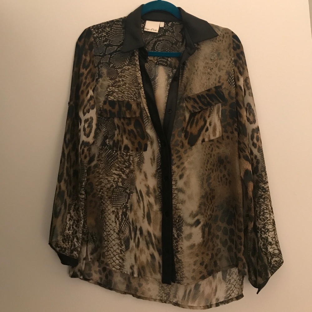 Kaya di koko leopard top with leather trim