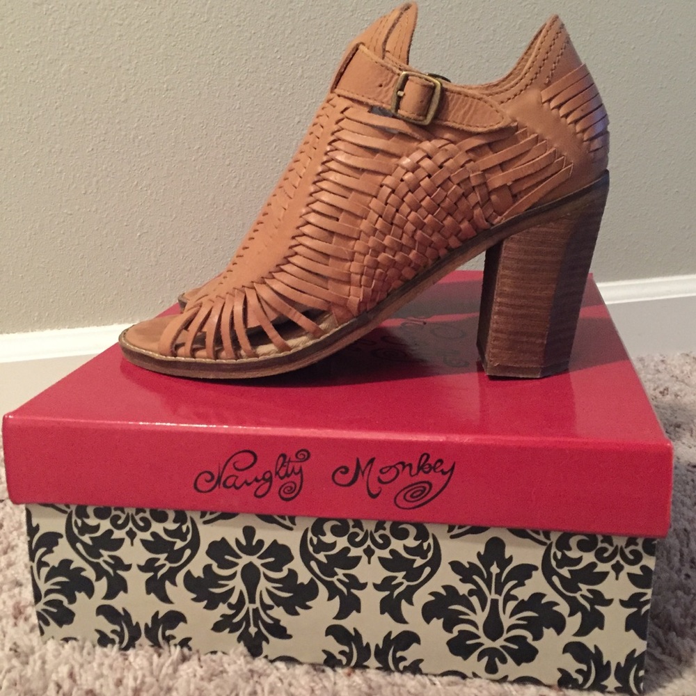 Naughty Monkey Killion Tan Open Toe Bootie w/ Box
