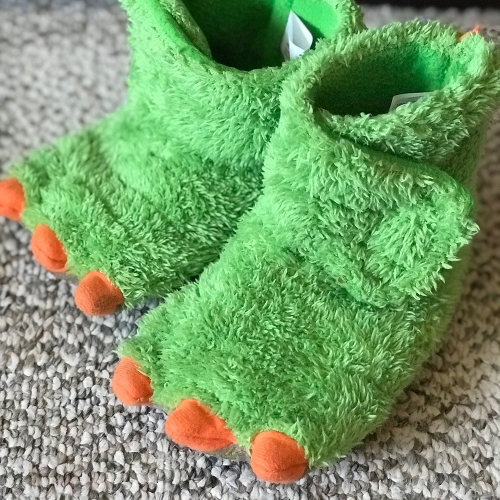 Toddler monster slippers.