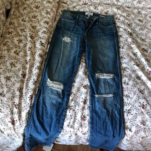 Distressed straight leg jeans