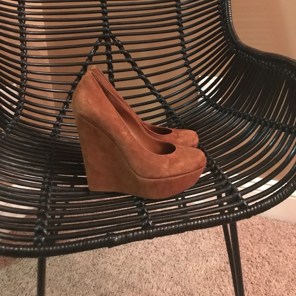 Suede wedged heels