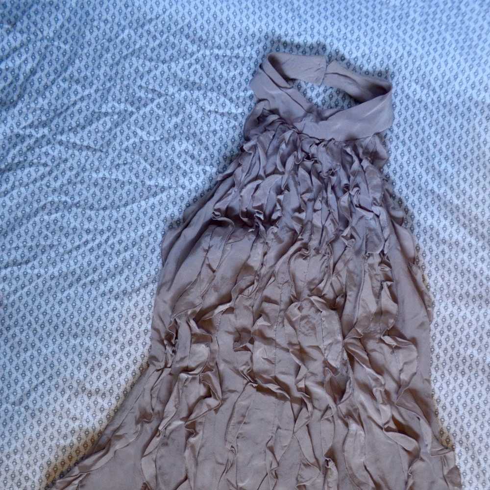 BCBG MAXAZRIA 100% Silk Halter Ruffle Blouse