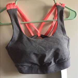Gray strappy sports bra
