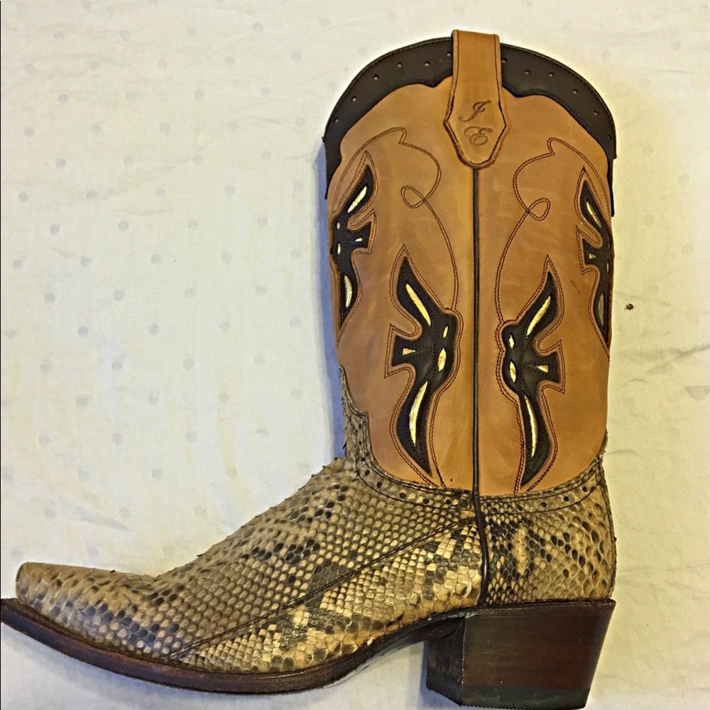 Frye Snakeskin Gold Embellished Western Boots