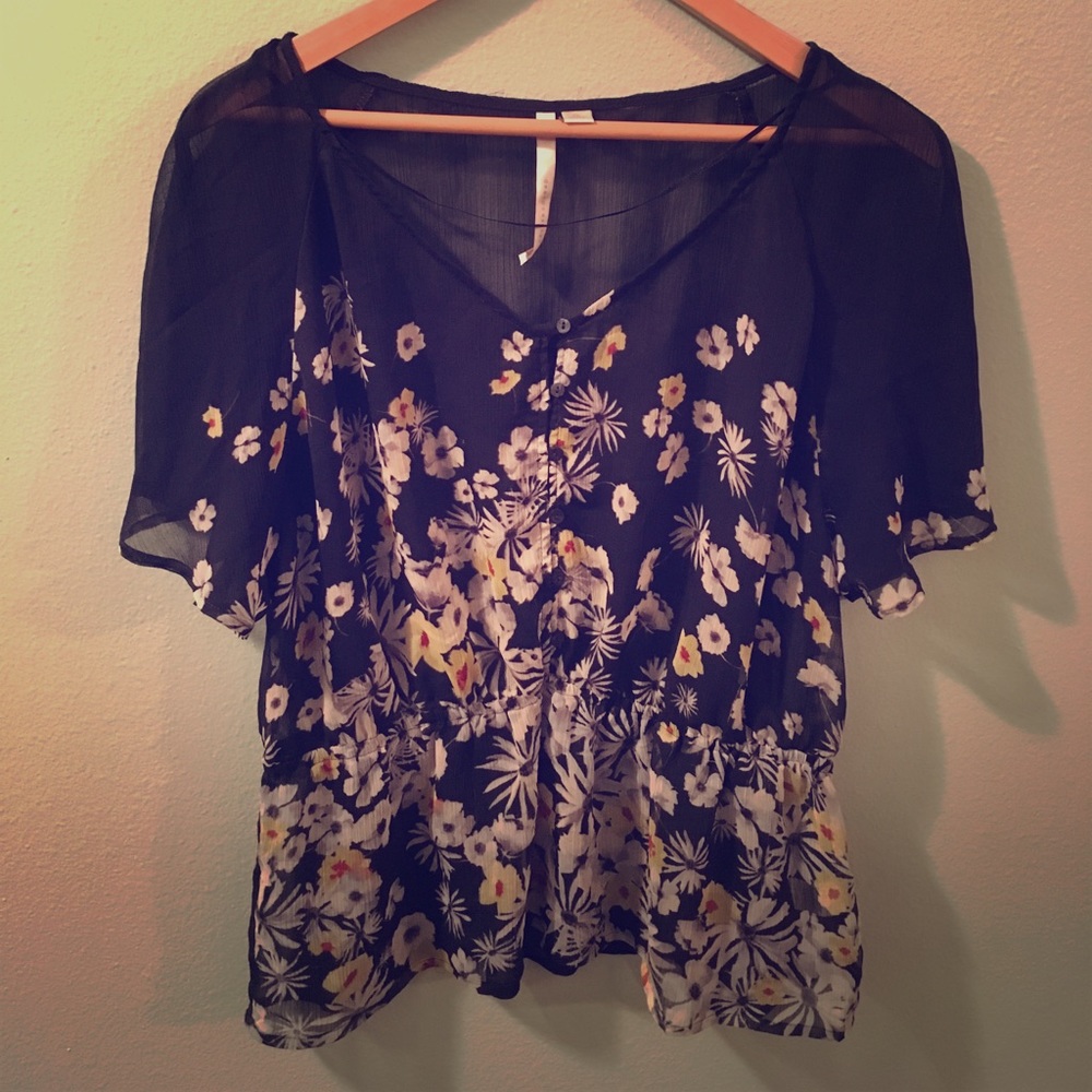 Lauren Conrad Sheer Floral Blouse