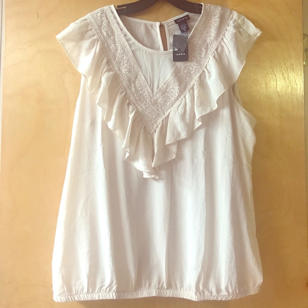 Ruffled Lace Inset Blouse