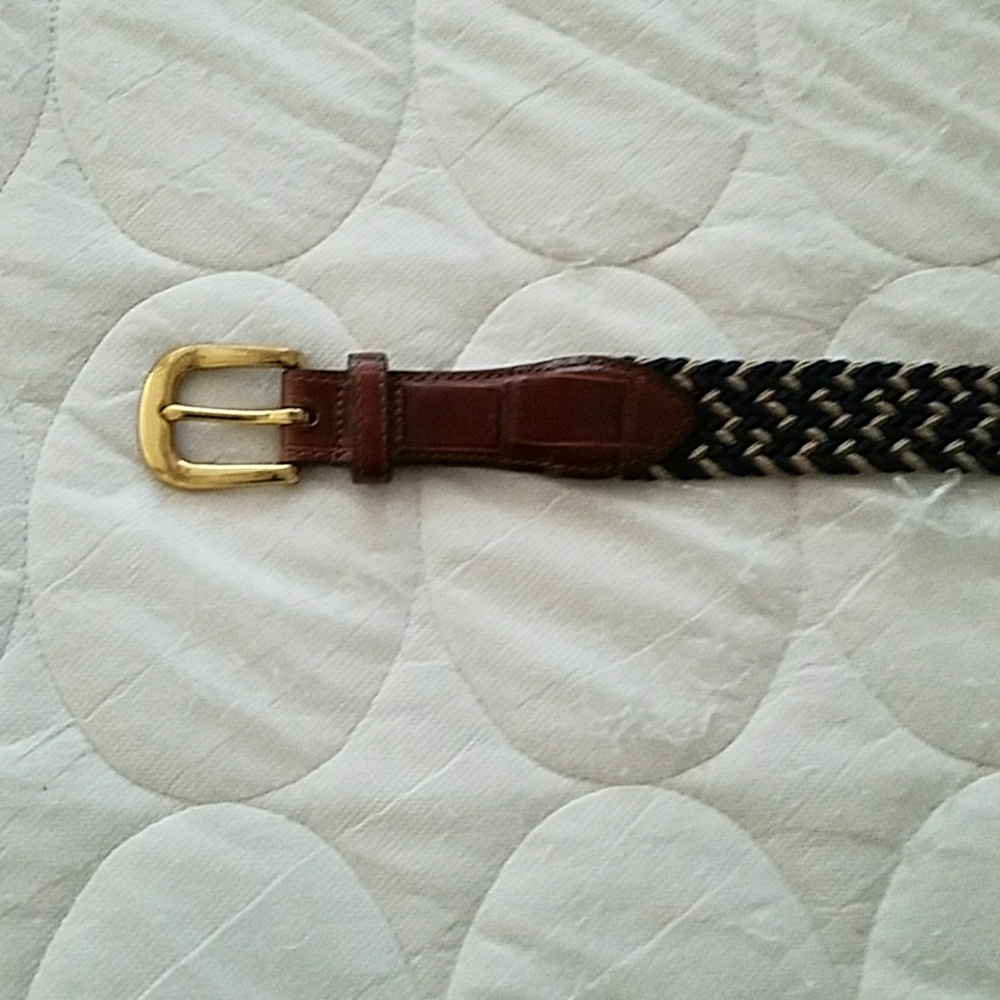 Land's End VTG navy & taupe braided belt