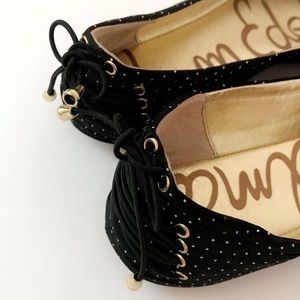 Sam Edelman Black and gold lace up flats