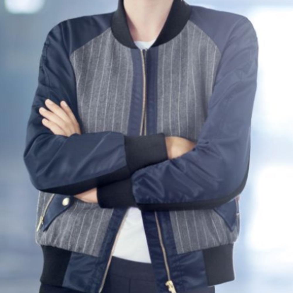 J. Crew Pinstripe bomber jacket szS