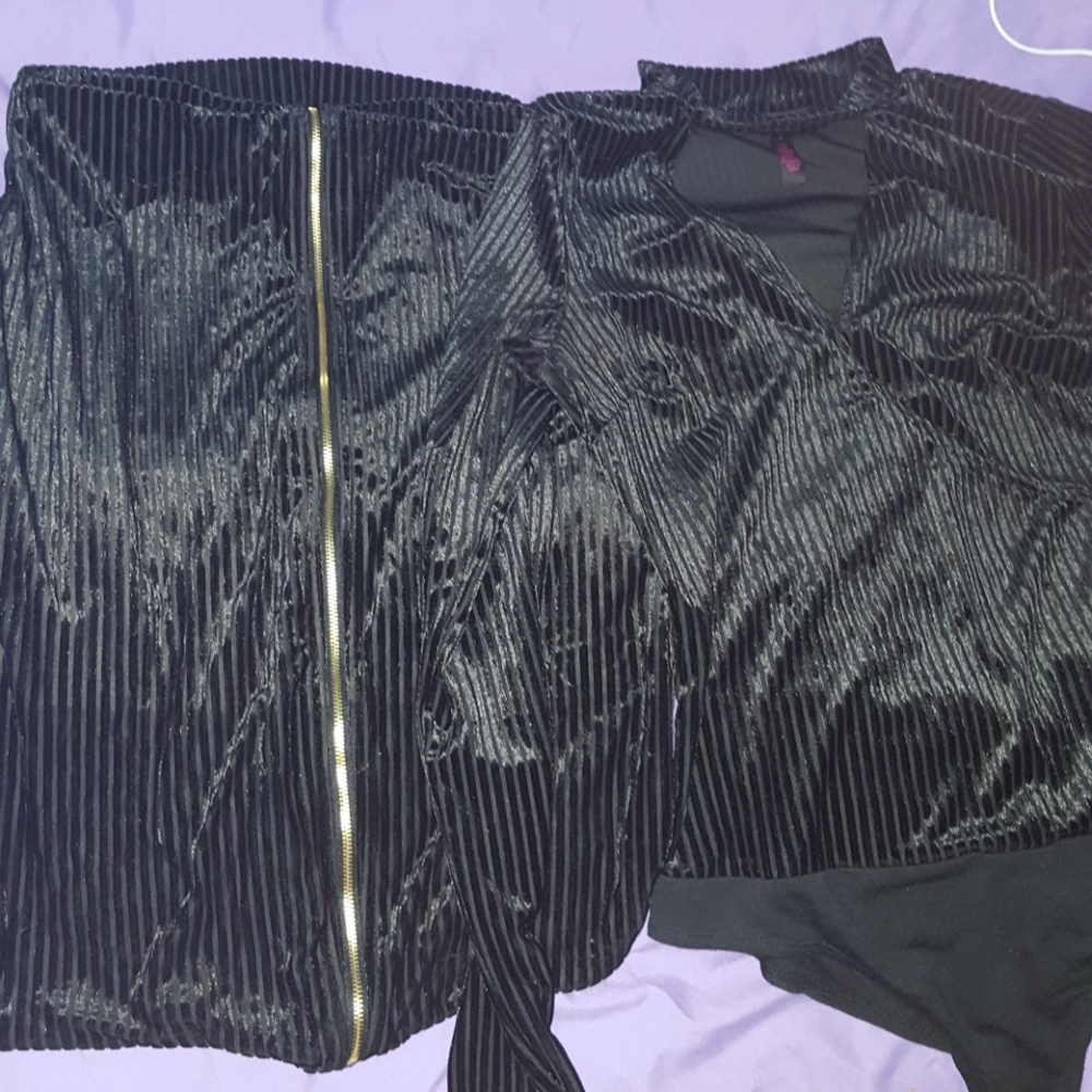 Black two piece leotard&skirt set