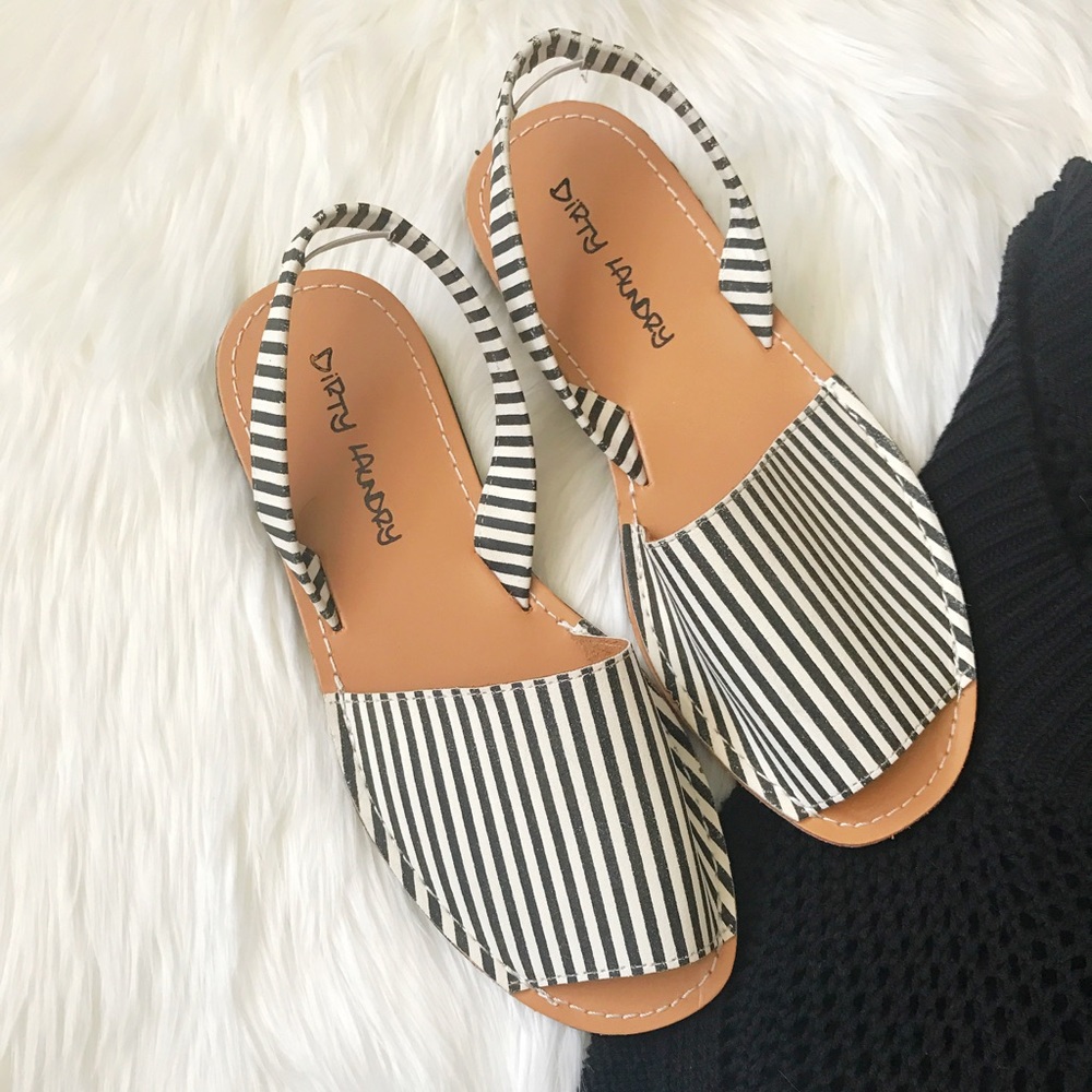 Dirty Laundry Stripe Black & White Sandals