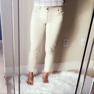 Ivory color straight ankle pants