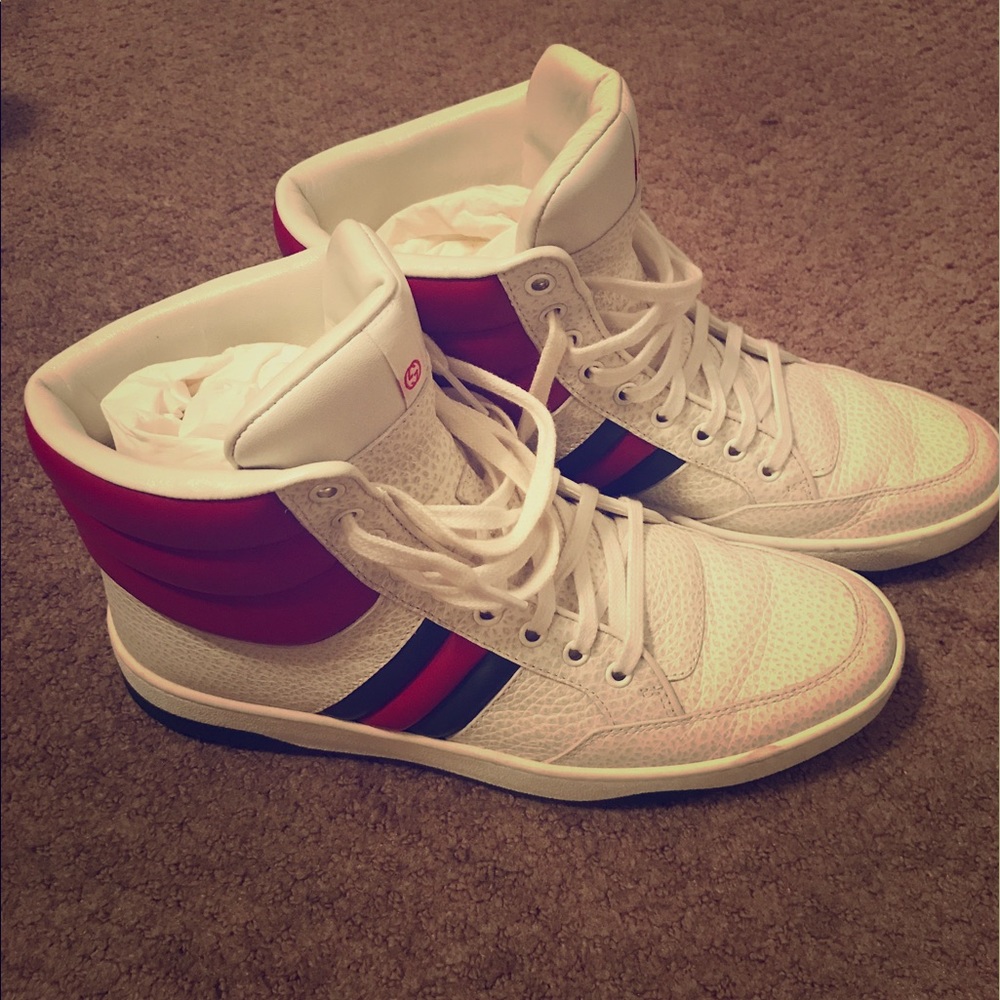 Gucci women's red green leather high tops