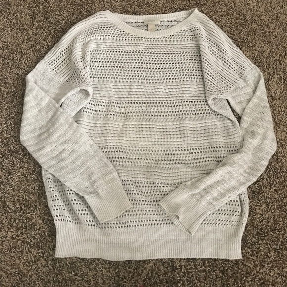 LOFT lightweight crochet knit crew pullover - Picture 1 of 4