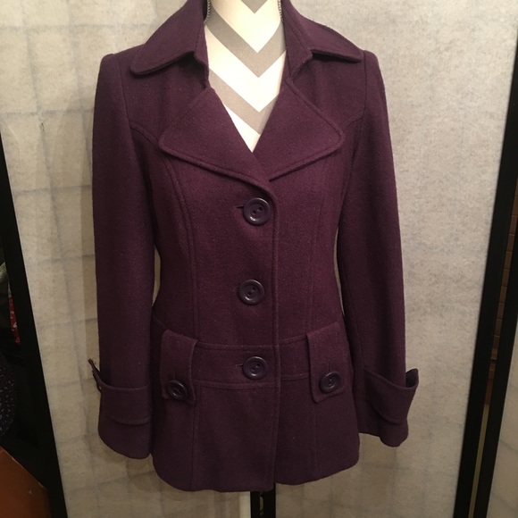 Relativity Jackets & Blazers - Purple Pea Coat Wool Blend Jacket