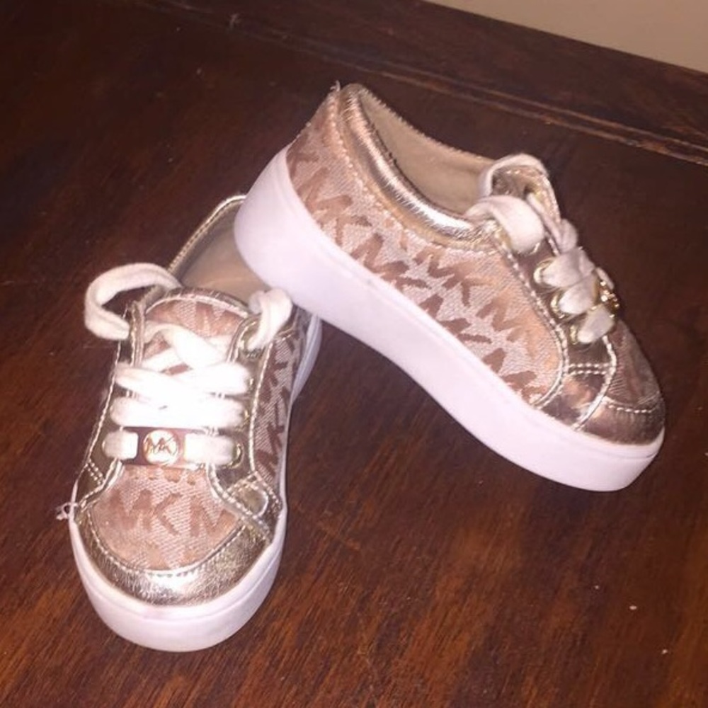 Gold Michael Kors Toddler Canvas Logo Sneakers