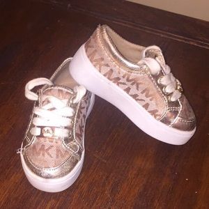 Gold Michael Kors Toddler Canvas Logo Sneakers