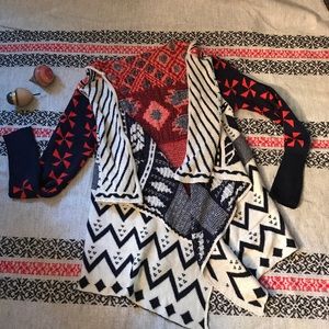 sweater cool design no tags blue orange ivory