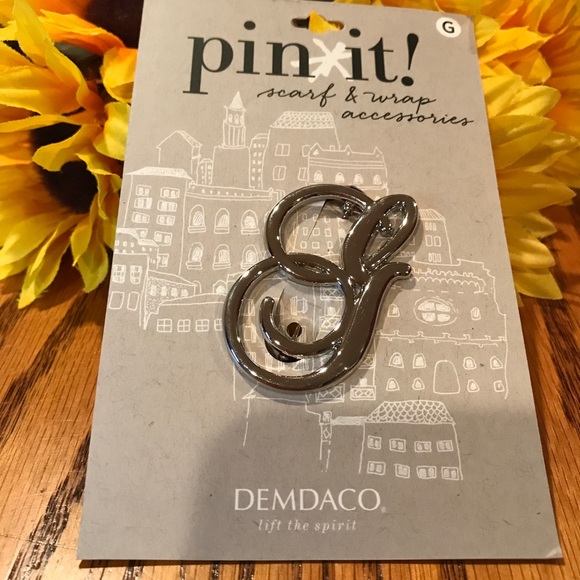 Nwt Demdaco silver "G" monogram initial brooch - Picture 3 of 5