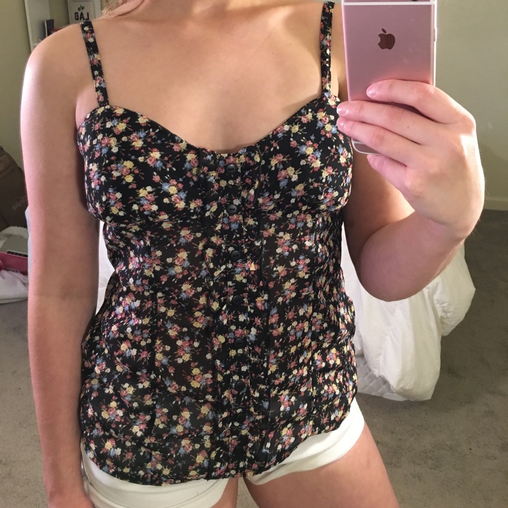 Sheer floral tank top