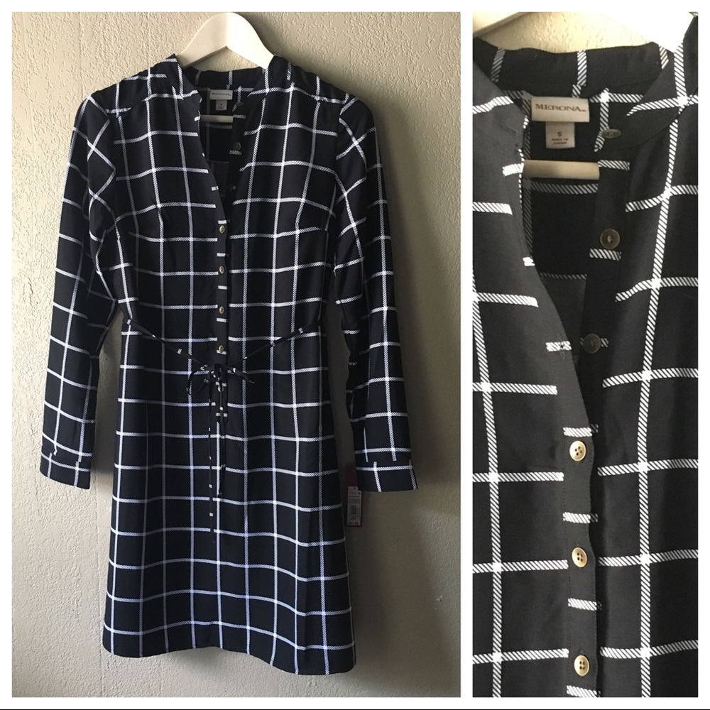 Merona Black and white shift dress with tie waist