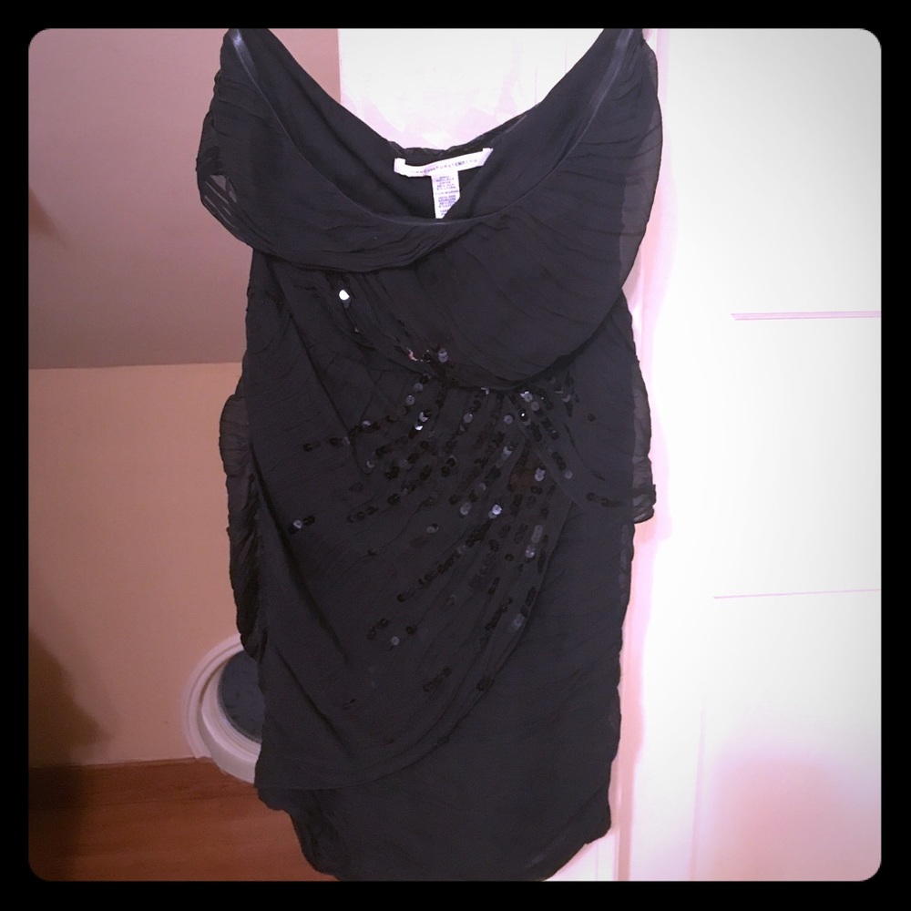 Diane Von Furstenberg Black Strapless Short Dress