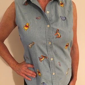 Disney embroidered tank top,Winnie the Pooh char
