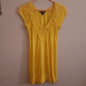 Yellow Lace Accented Top