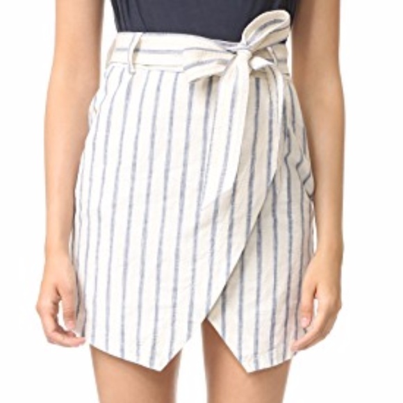Madewell Dresses & Skirts - Madewell Portside Blue Stripe Wrap Skirt Size 6