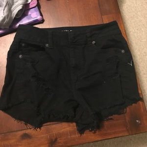 High-Rise Black Denim Shorts