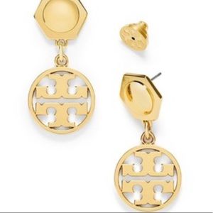Tory Burch circle gold dangle earrings