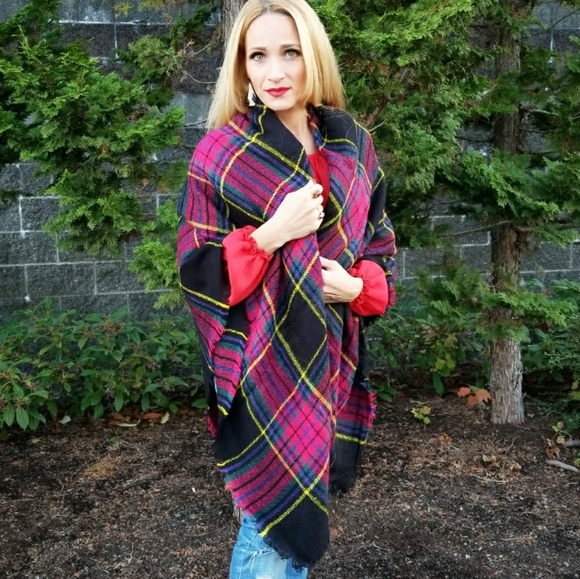 OVERSIZED PLAID BLANKET SCARF - Picture 3 of 4